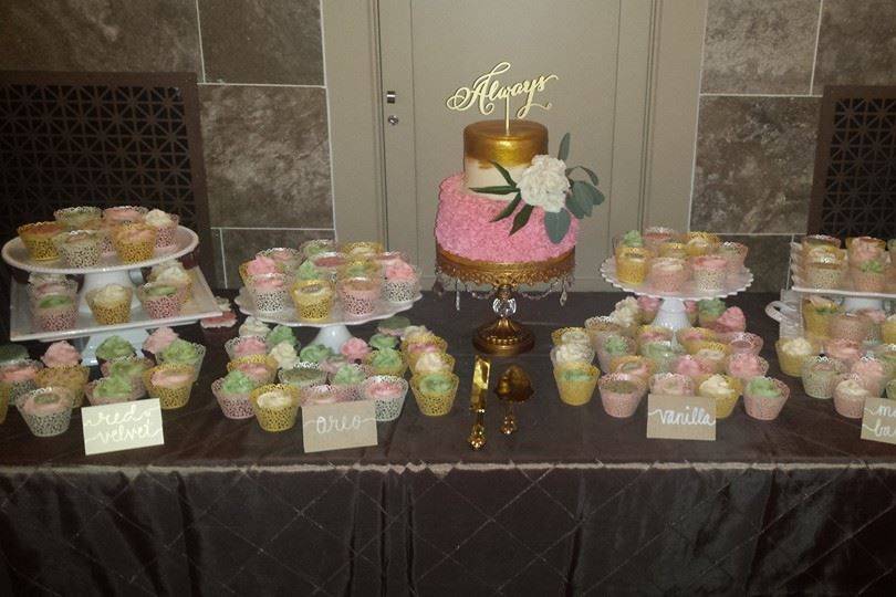 Wedding Cake and assorted cupcakes