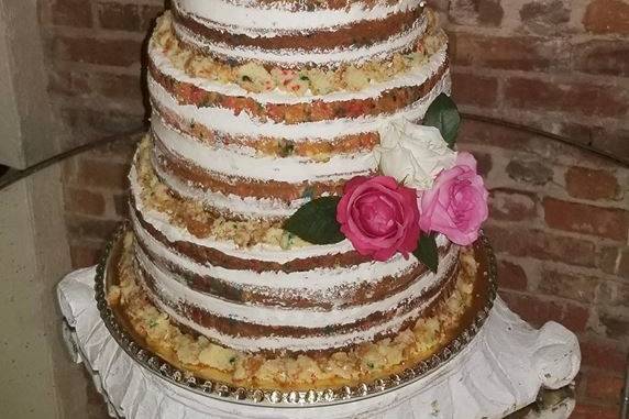 Naked 5-tier wedding cake