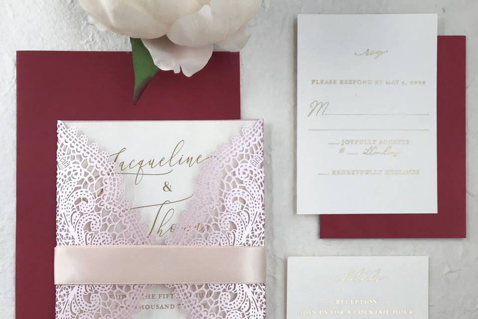 Blush and Gold Foil Invites