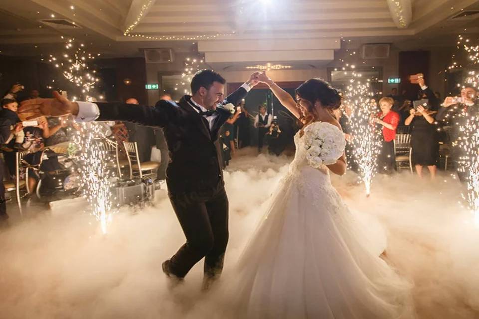 Sharing a first dance in the clouds