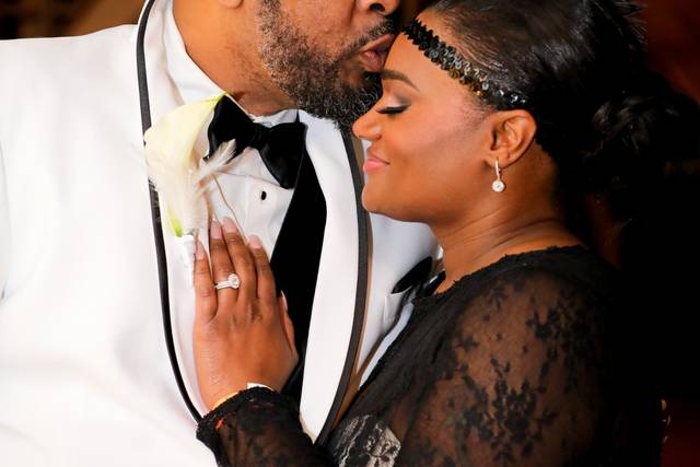 A tender moment for the happy couple