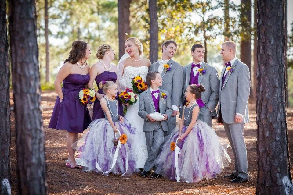 Jen's Purple & Gold Fall WeddingMakeup for the bride & bridesmaids, and hair for the bridesmaids.