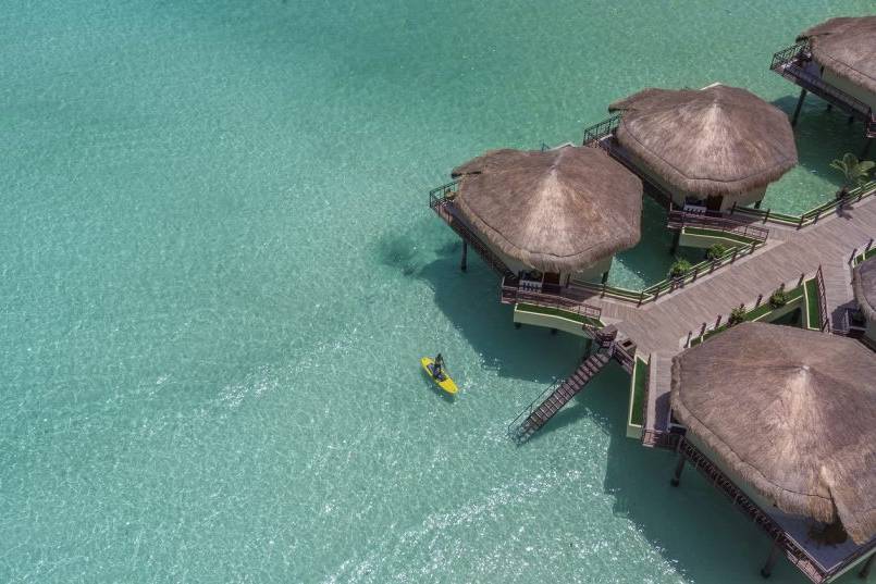 Overwater bungalows in Cancun