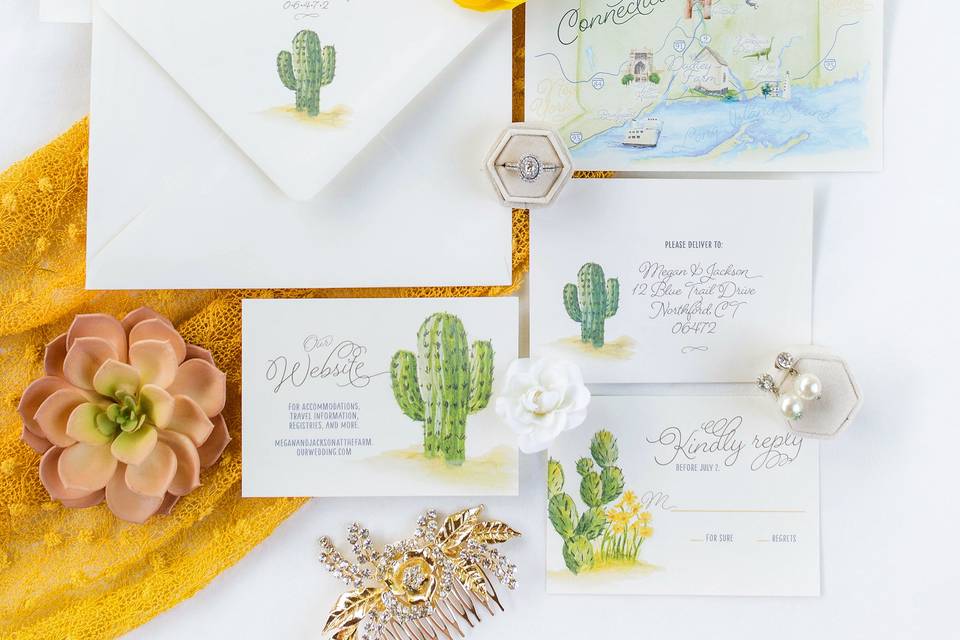 Cactus wedding invitations