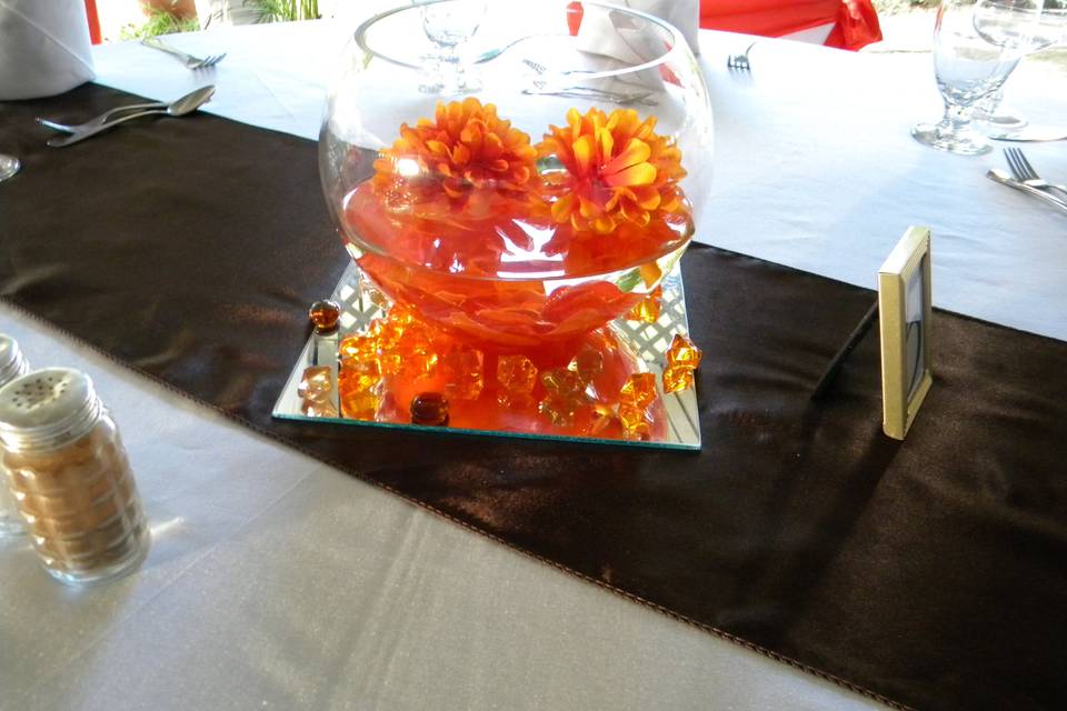 Fish bowl with flowers