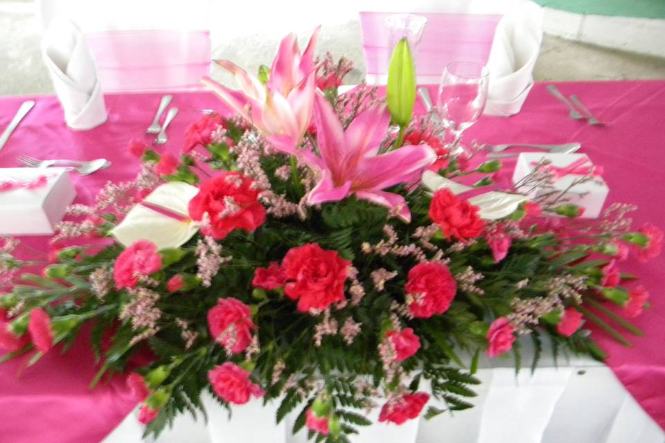 Pink floral centerpiece