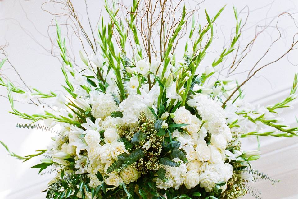 Tall white centerpiece