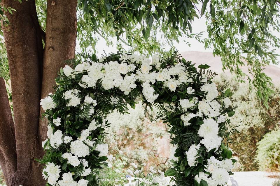 White floral arch