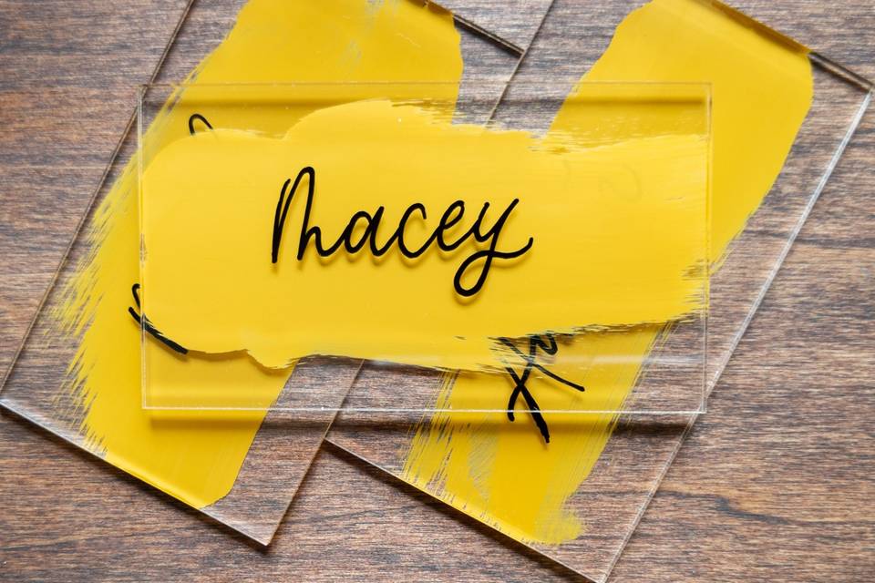 Yellow Acrylic Place Cards