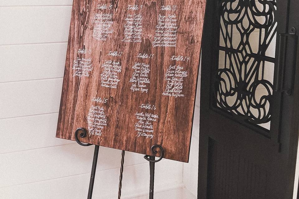 Wooden seating chart
