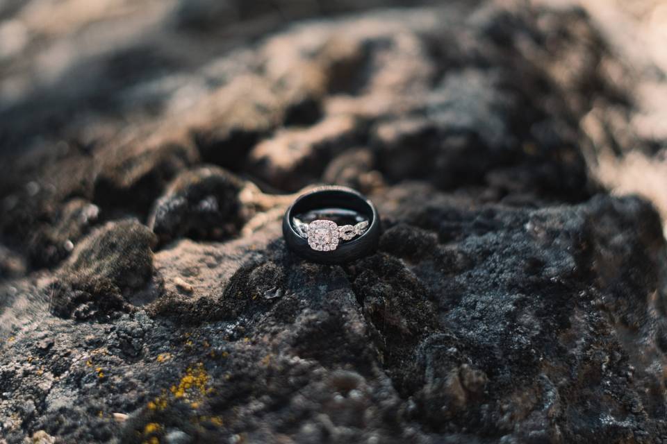 Rings and lava rock