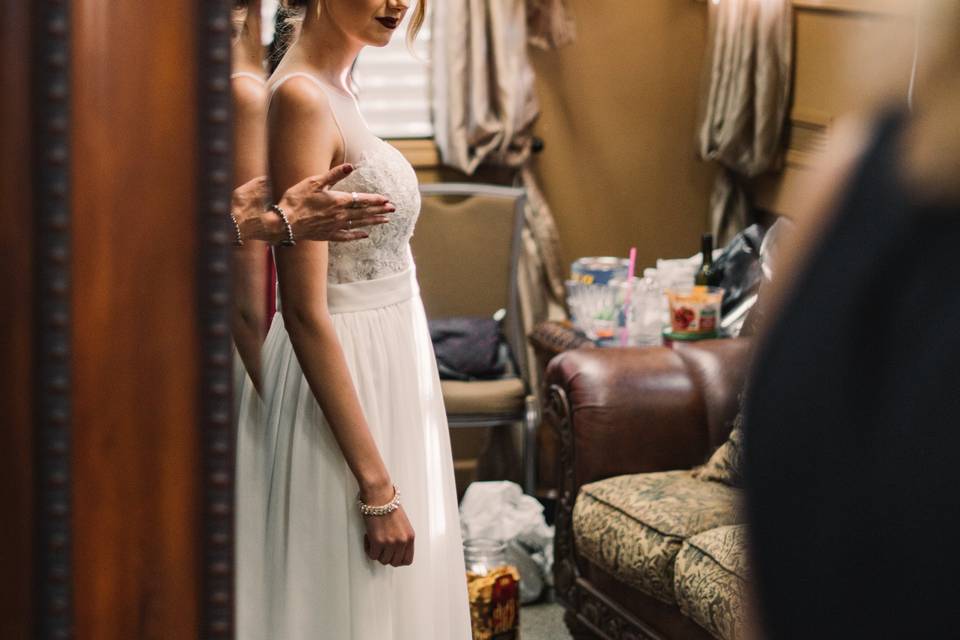 Bride seeing her self