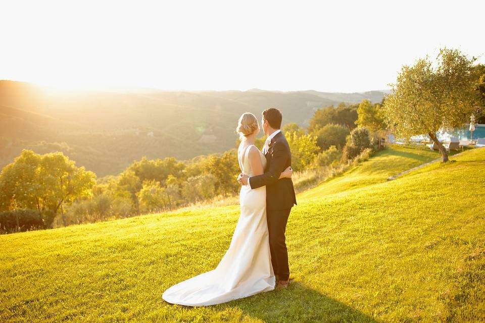 Newlyweds admiring the view