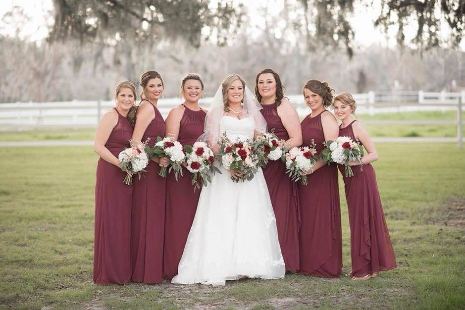 Bridesmaids with their bride