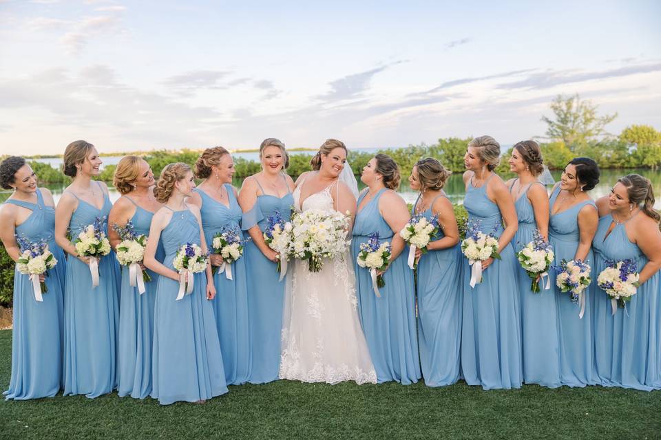 A girl and her bridesmaids