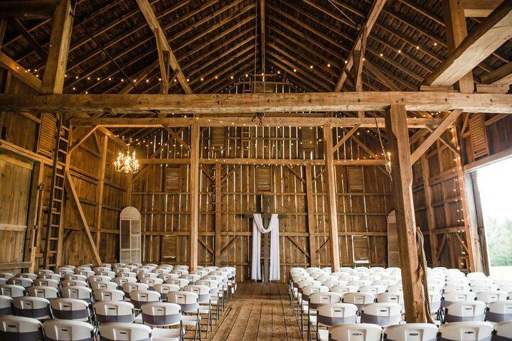 Old barn set up for ceremony