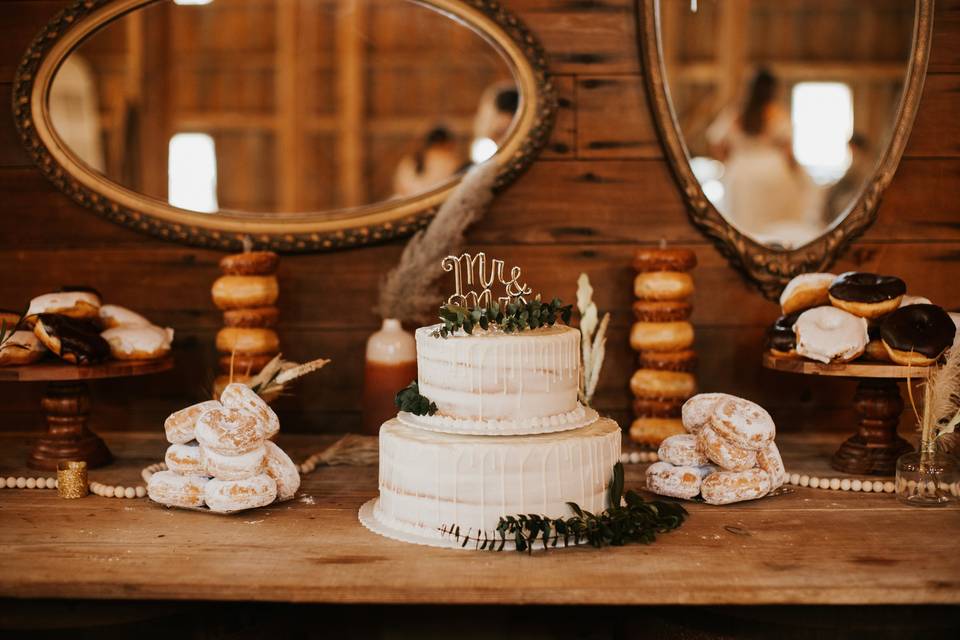 Cake/donut table in old barn