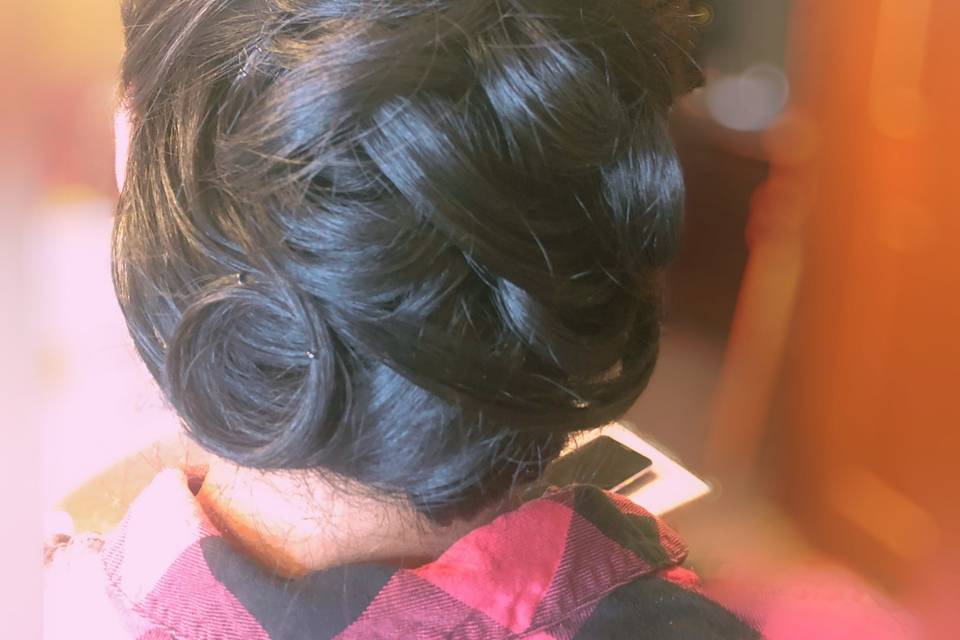 Pin curled updo