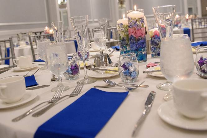 Table setup with centerpiece