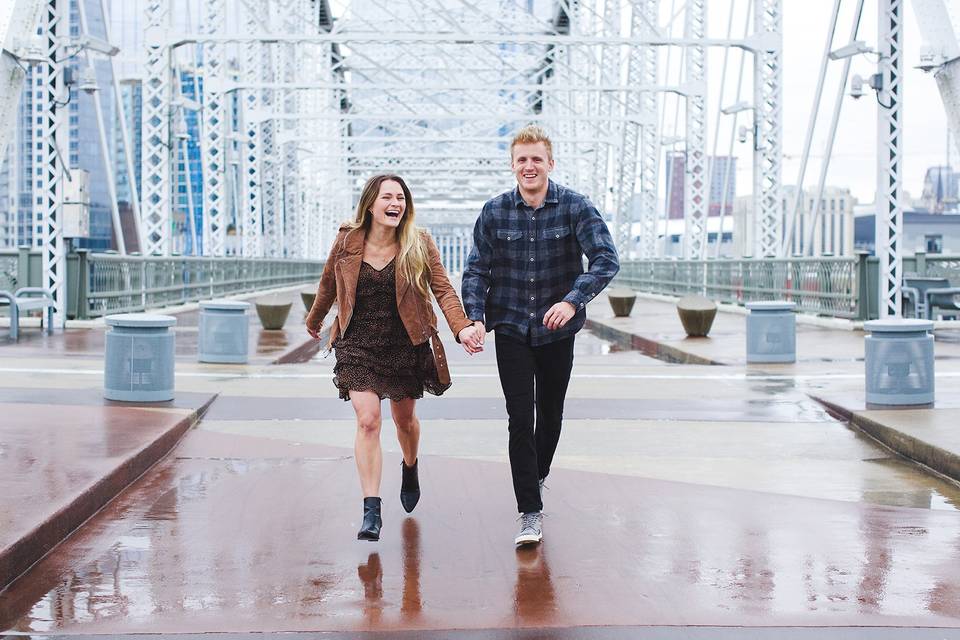 Couple holding hands