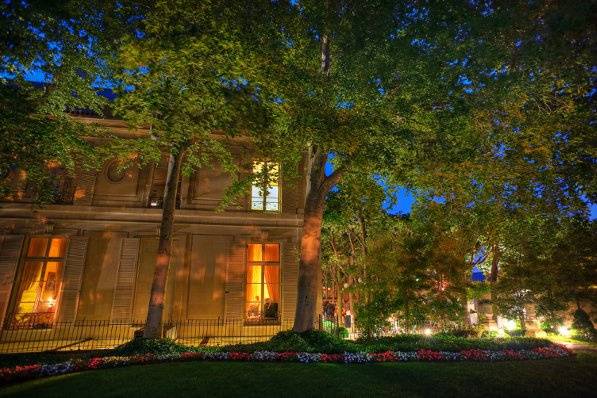 Meridian's lush garden setting is a beautiful location for outdoor ceremonies.  (Photo by Egomedia Photography)