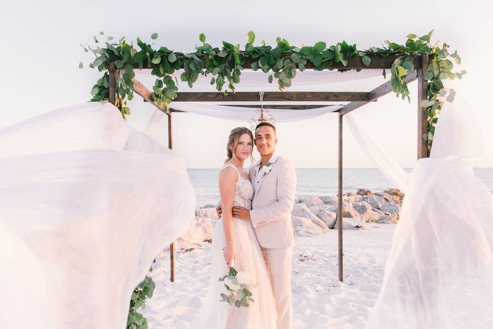 Beach wedding ceremony