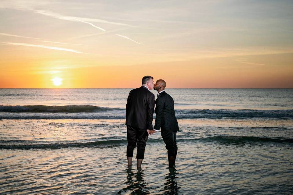Gay, beach wedding