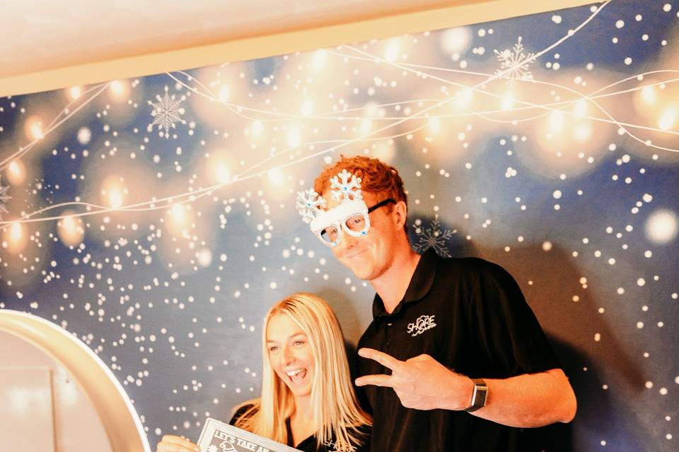 Guests using the photo booth