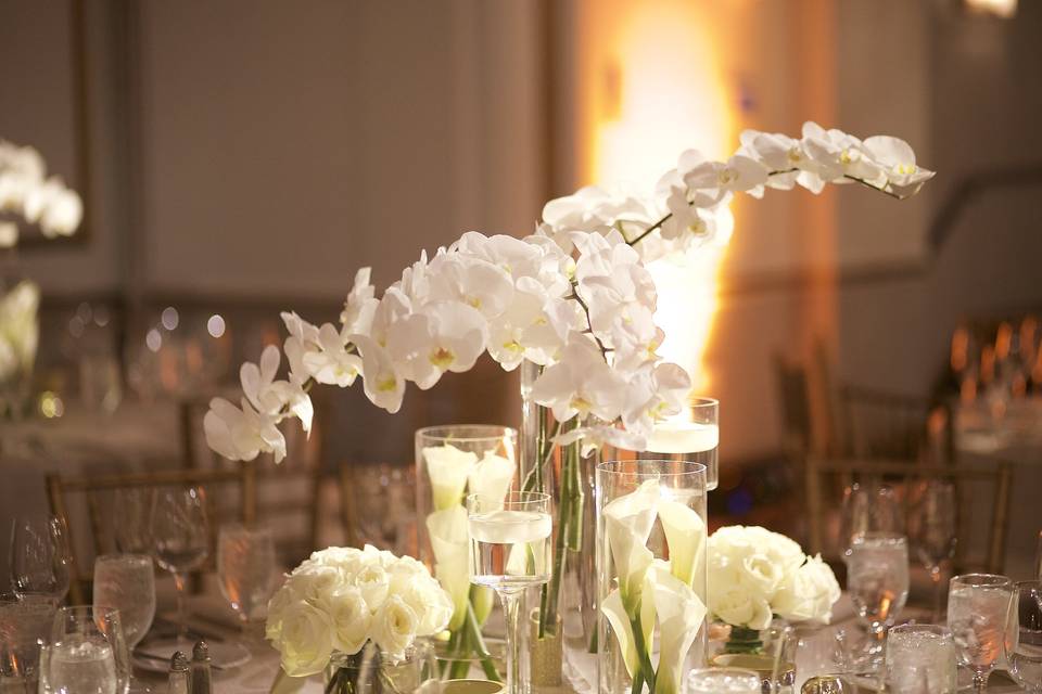 Modern orchid centerpieces