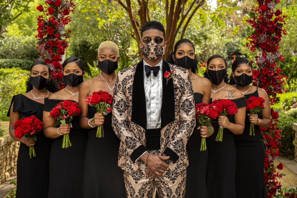 Groom with Bridesmaids