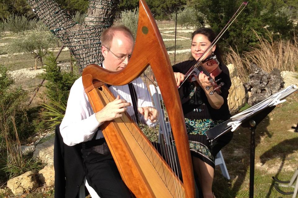We played the celtic harp & viola for this wedding at The Oasis. What a beautiful setting and view for a wedding ceremony