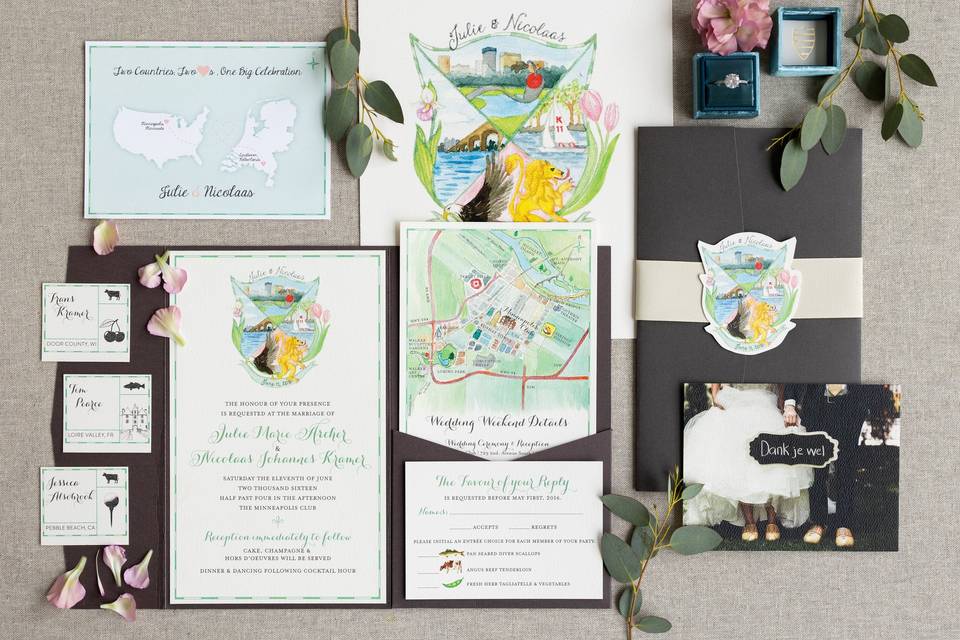 Graphic Design, CW Designs, Custom Wedding Maps, Invitations, Save the  Dates