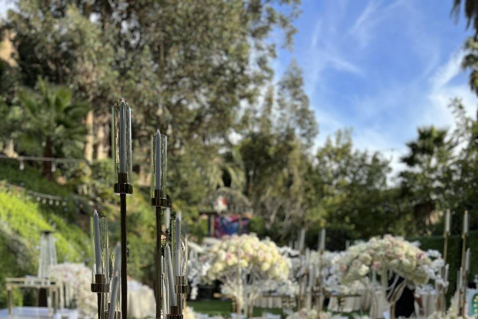 Candlesticks and flowers