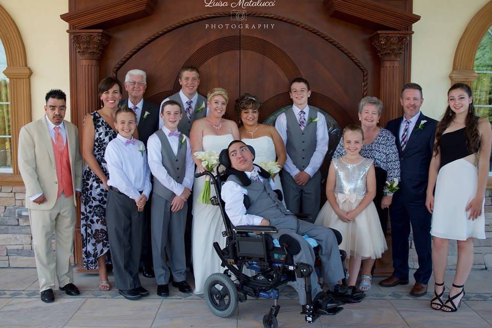 The couple and wedding attendants