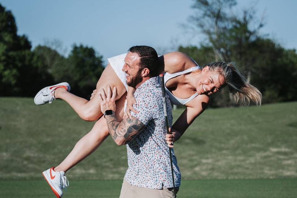 Golf couple engagement