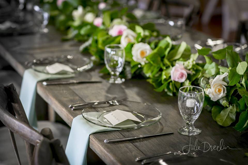 Table setup with centerpiece