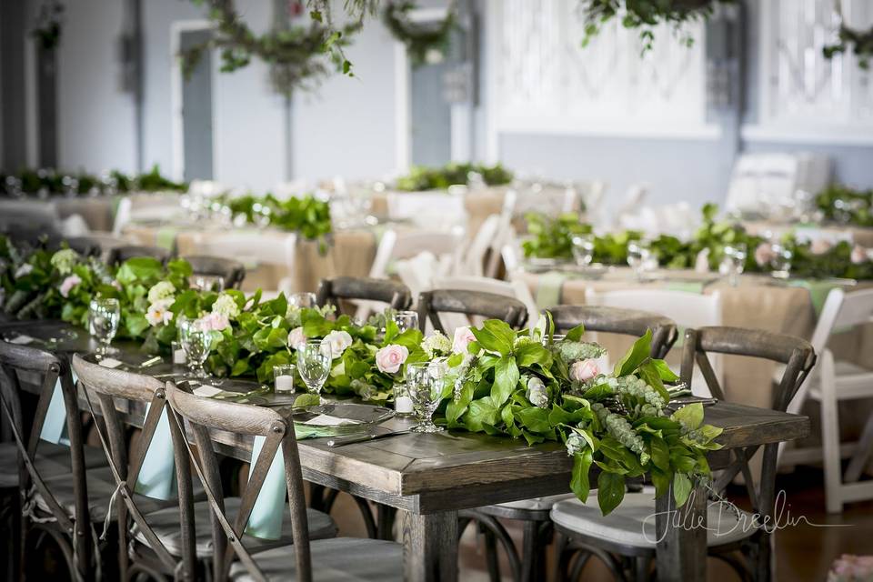 Table setup with centerpiece