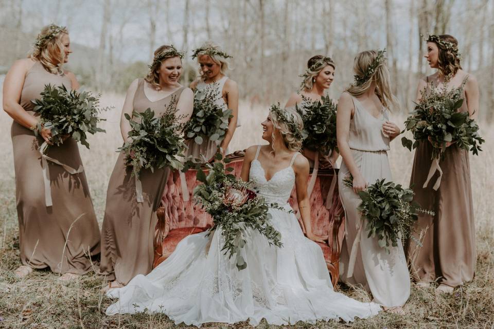 Bride and her gals