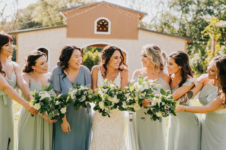 Bride and bridesmaids