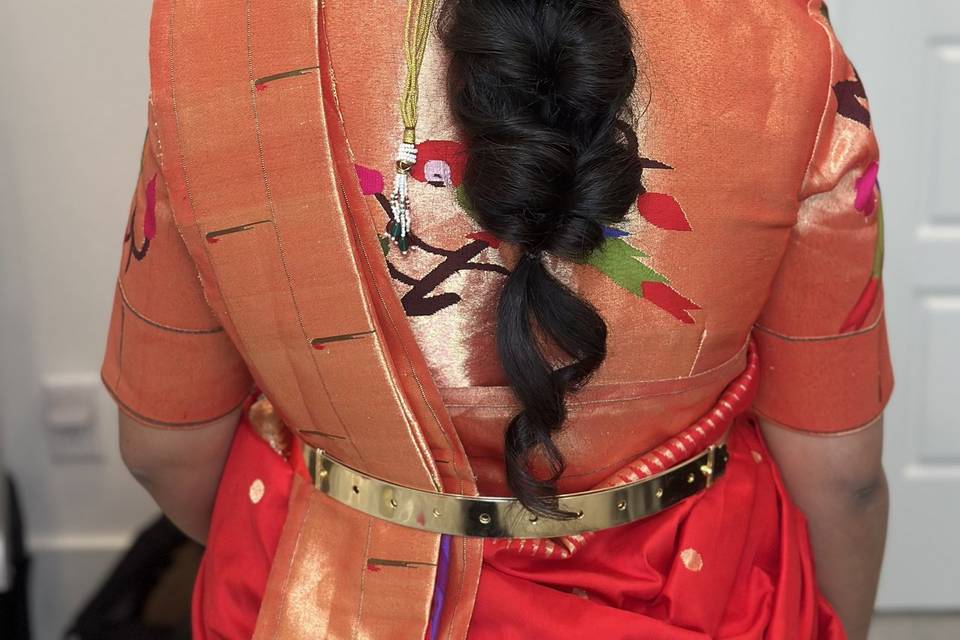Makeup,Hairstyle and saree
