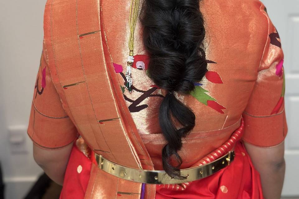 Makeup,Hairstyle and saree