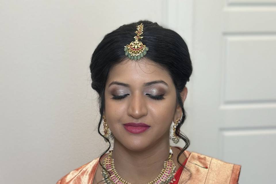 Makeup,Hairstyle and saree