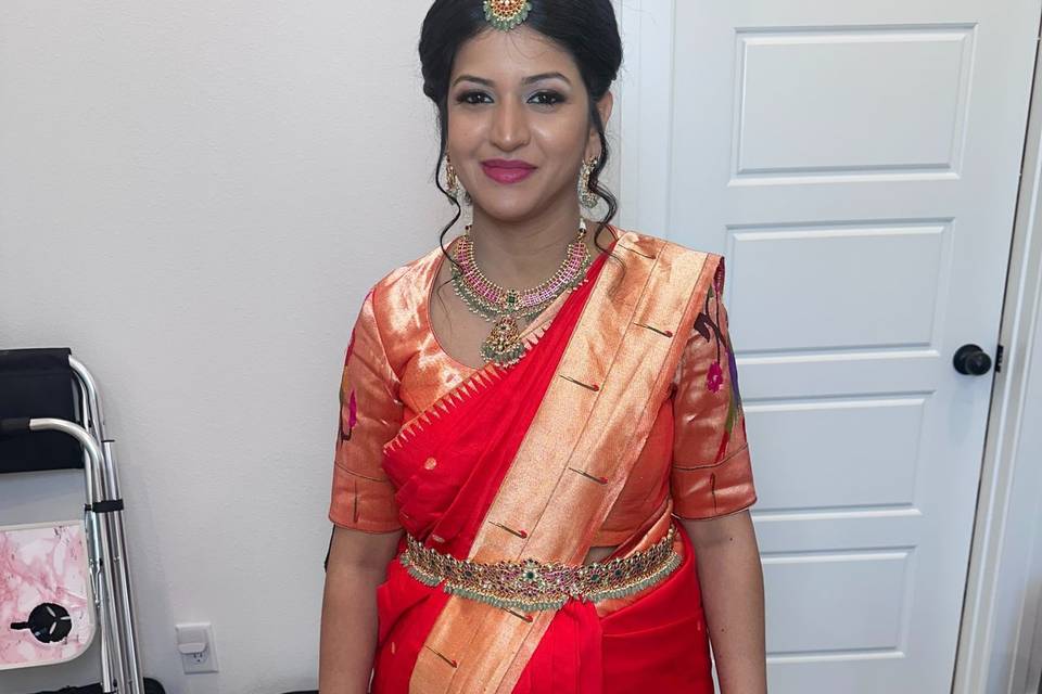 Makeup,Hairstyle and saree