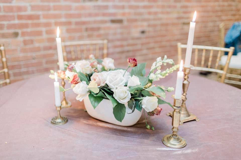 Candles and floral centerpiece - Micahla Vaughn Photography