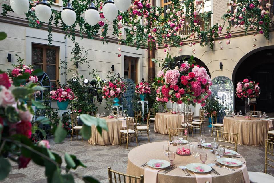 Courtyard rehearsal dinner