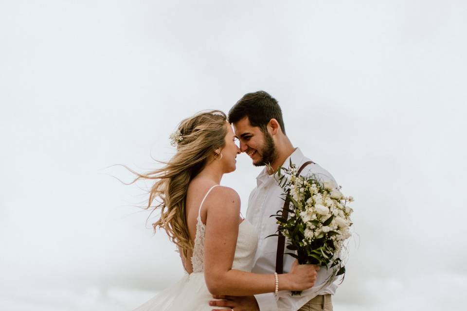 Bride and Groom laughing