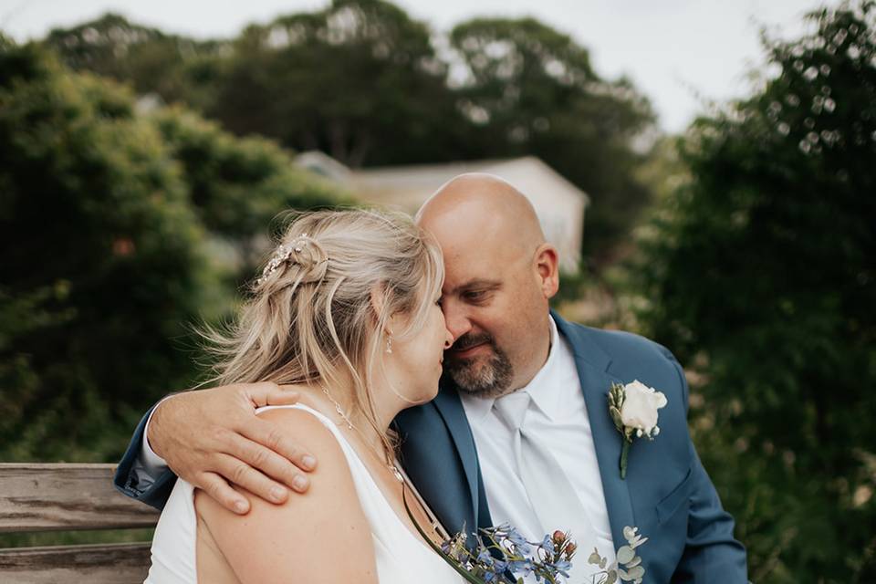 Bride and Grooom sitting