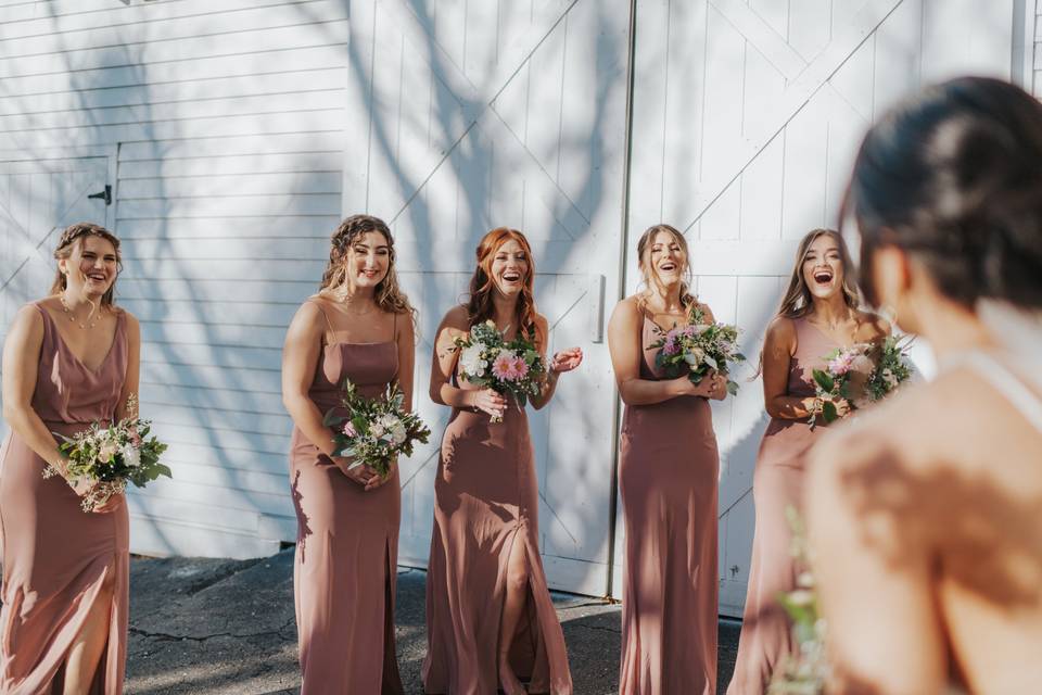 First Look with Bridesmaids