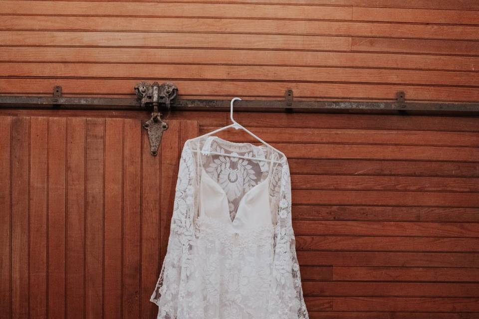 Wedding Dress in the Barn