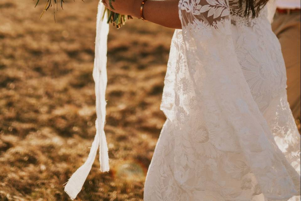 Bride Walking into Sunset